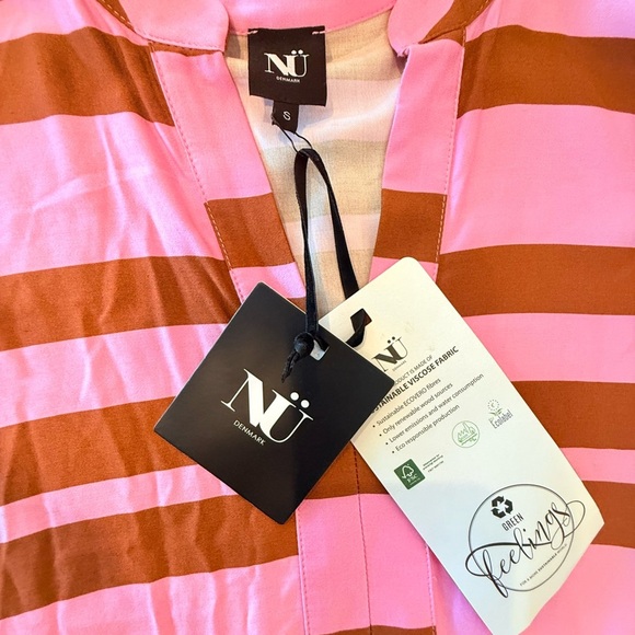 New Denmark ‘Una’ Pink and Brown Striped Midi Dress - Picture 7 of 7